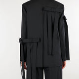 Blazer Nero sartoriale con dettaglio fiocchi M6FH11 100 MEIMEIJ 