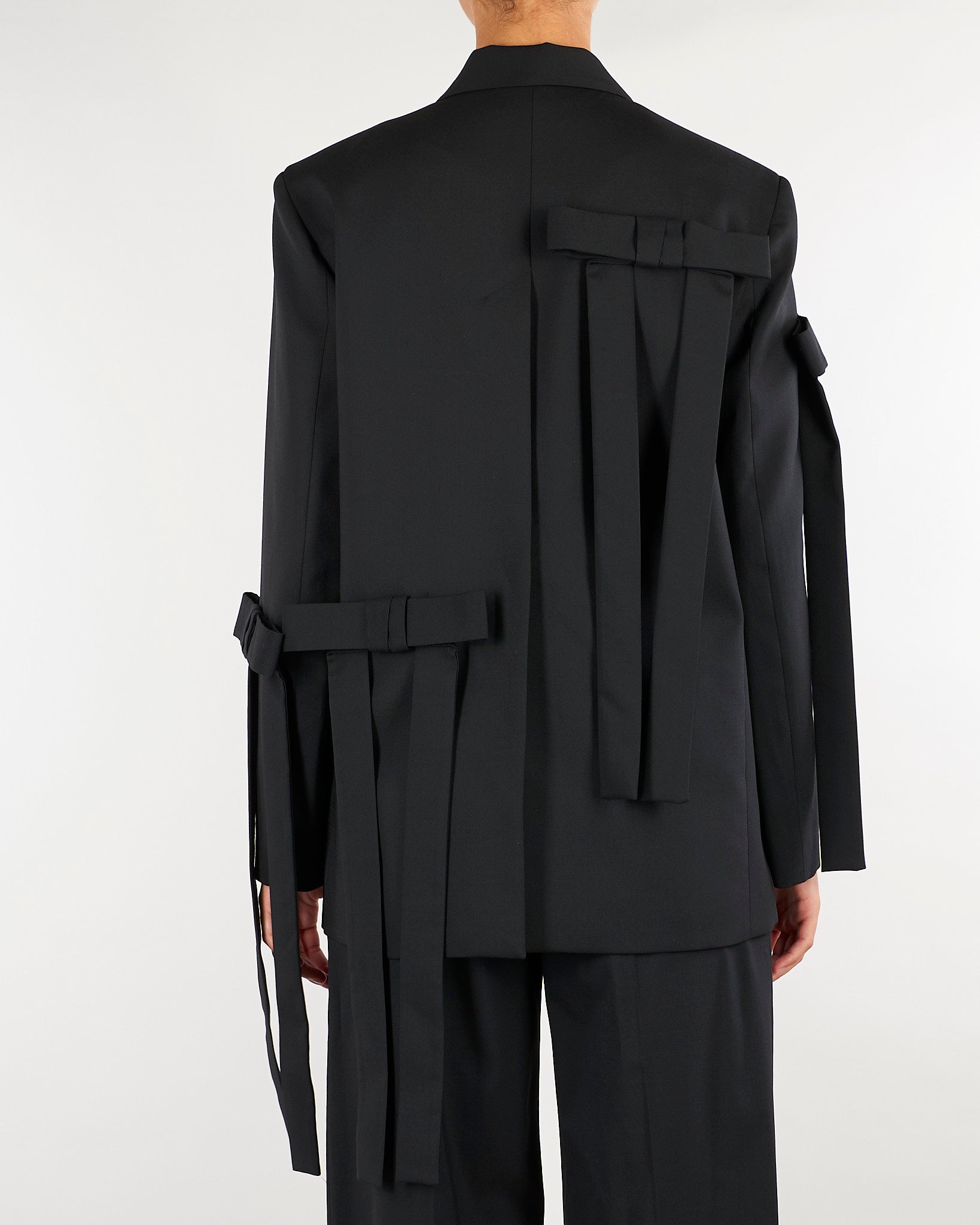 Blazer Nero sartoriale con dettaglio fiocchi M6FH11 100 MEIMEIJ 