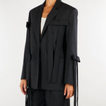 Blazer Nero sartoriale con dettaglio fiocchi M6FH11 100 MEIMEIJ 