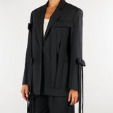 Blazer Nero sartoriale con dettaglio fiocchi M6FH11 100 MEIMEIJ 