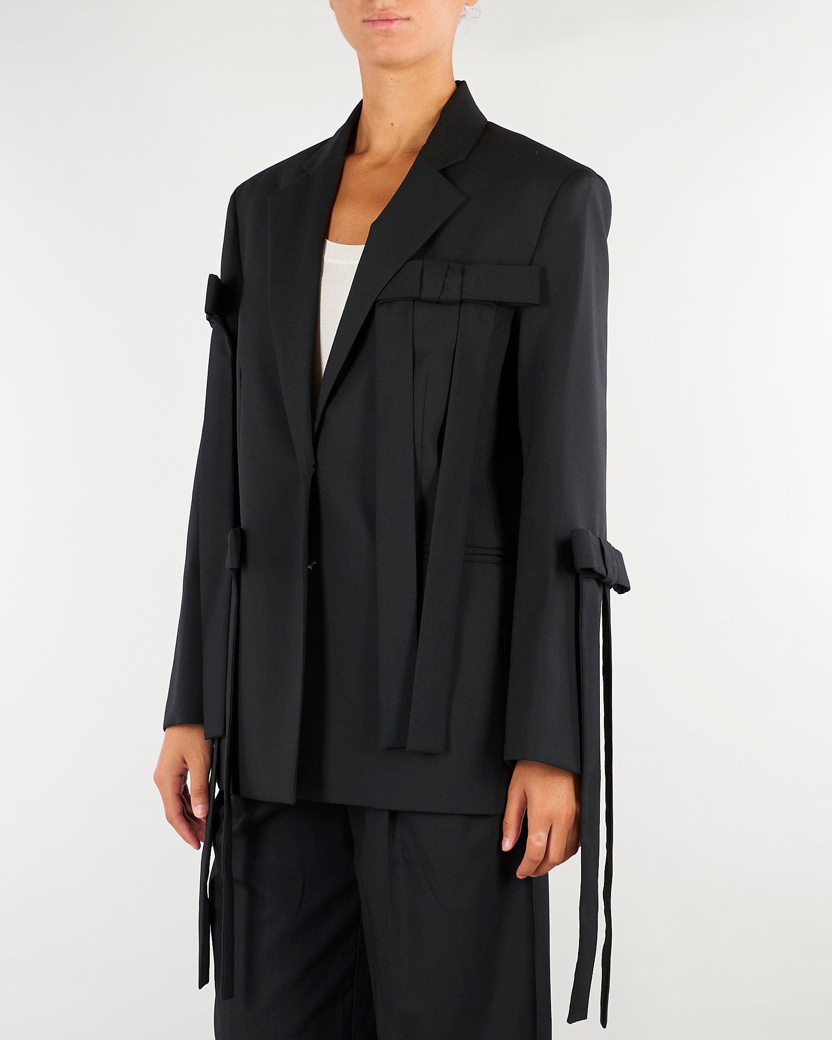Blazer Nero sartoriale con dettaglio fiocchi M6FH11 100 MEIMEIJ 