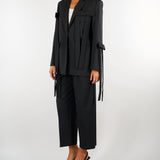 Blazer Nero sartoriale con dettaglio fiocchi M6FH11 100 MEIMEIJ 