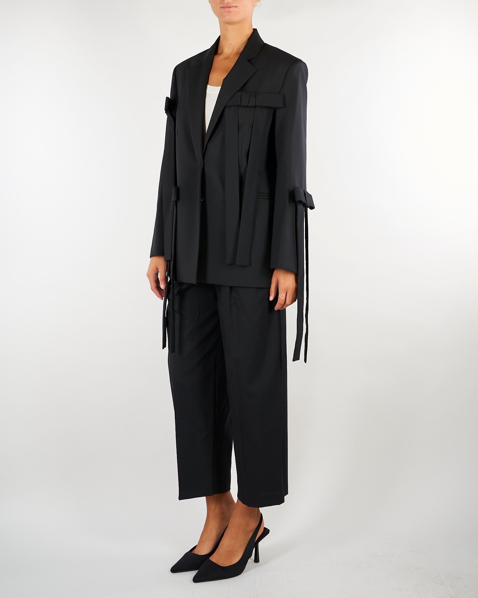 Blazer Nero sartoriale con dettaglio fiocchi M6FH11 100 MEIMEIJ 