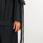 Blazer Nero sartoriale con dettaglio fiocchi M6FH11 100 MEIMEIJ 