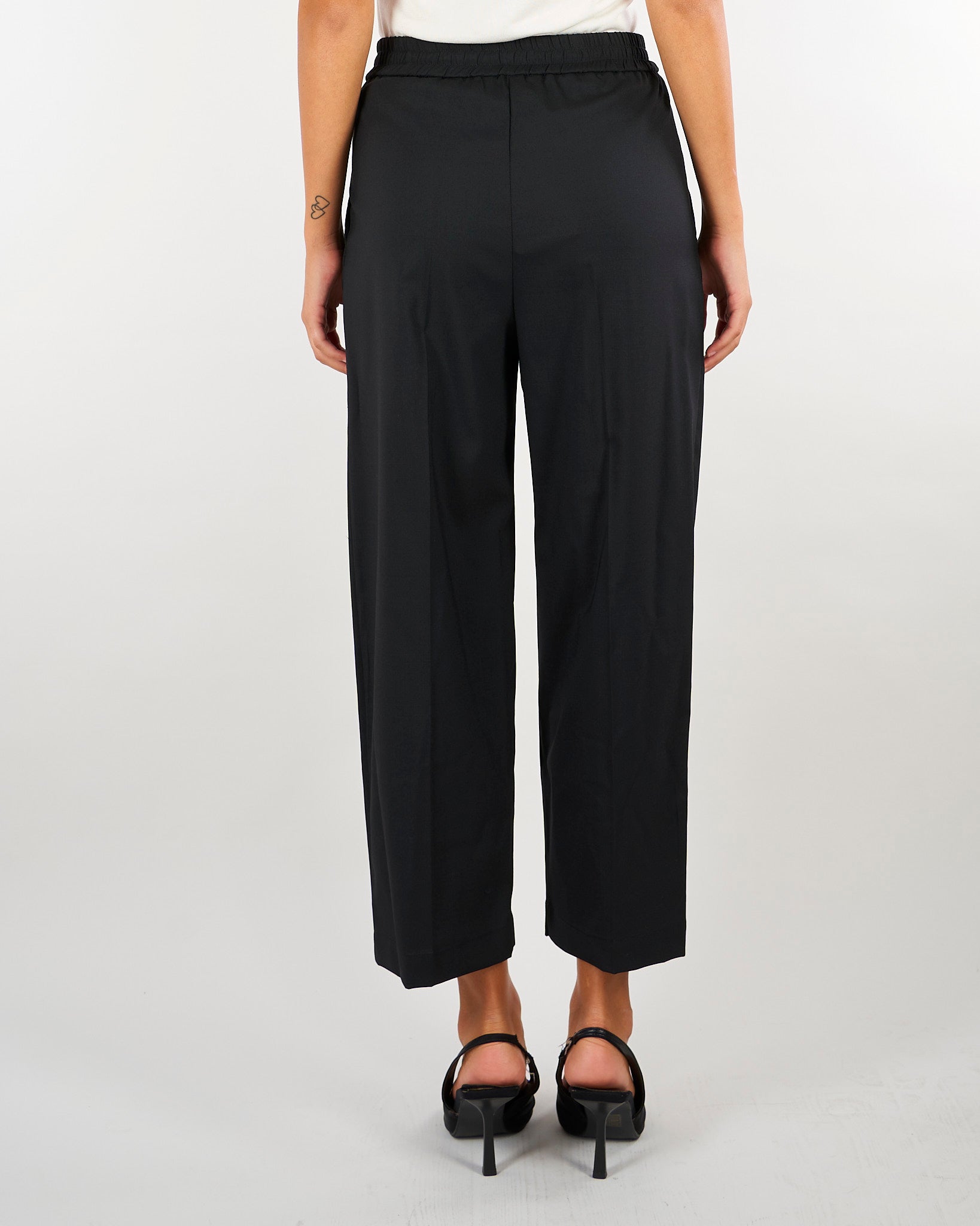 Pantalone Nero con elastico in vita e pences M6FH12 100 MEIMEIJ 