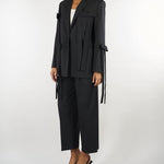 Pantalone Nero con elastico in vita e pences M6FH12 100 MEIMEIJ 