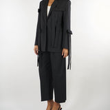 Pantalone Nero con elastico in vita e pences M6FH12 100 MEIMEIJ 