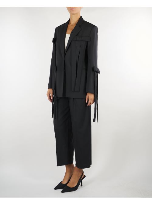 Pantalone Nero con elastico in vita e pences M6FH12 100 MEIMEIJ 