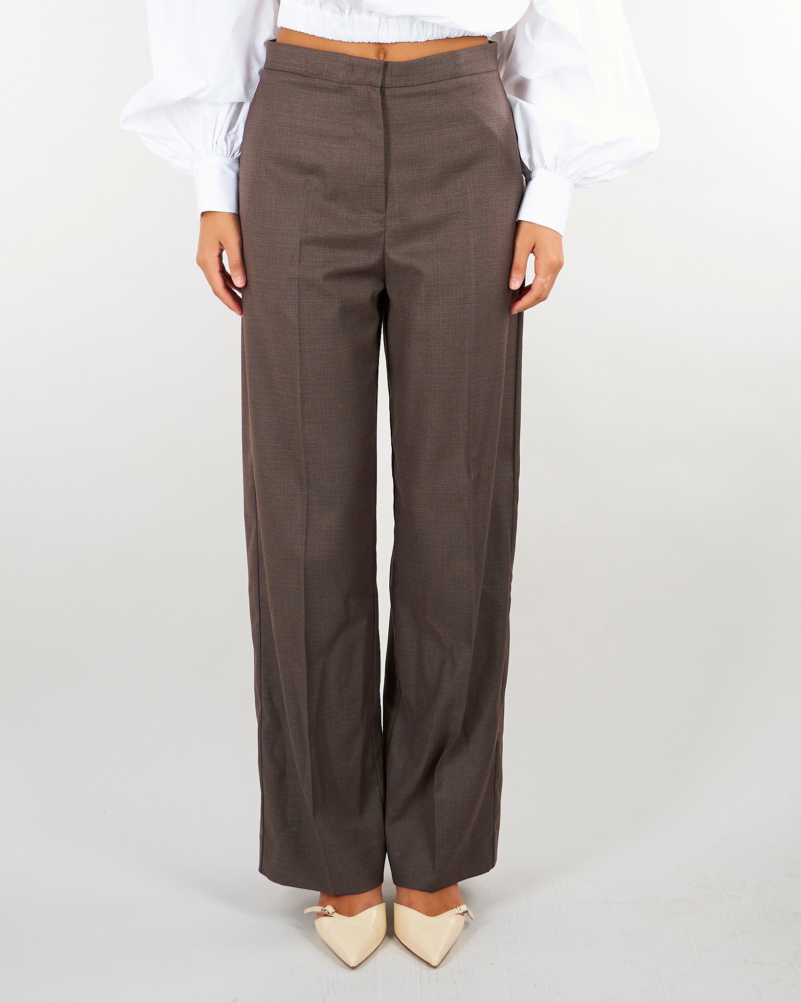 Pantalone Coffee wide leg M6FI01 444 MEIMEIJ 
