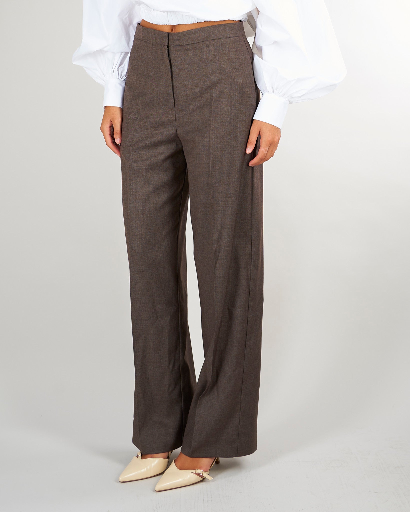 Pantalone Coffee wide leg M6FI01 444 MEIMEIJ 