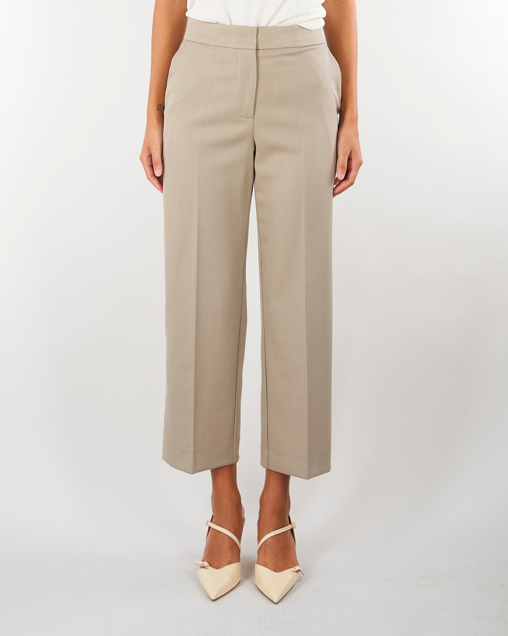 Pantalone Beige dalla linea classica in misto lana M6FL03 765 MEIMEIJ 
