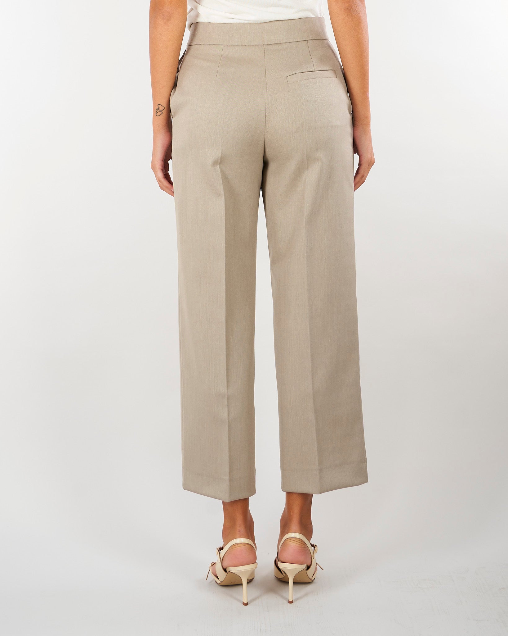 Pantalone Beige dalla linea classica in misto lana M6FL03 765 MEIMEIJ 