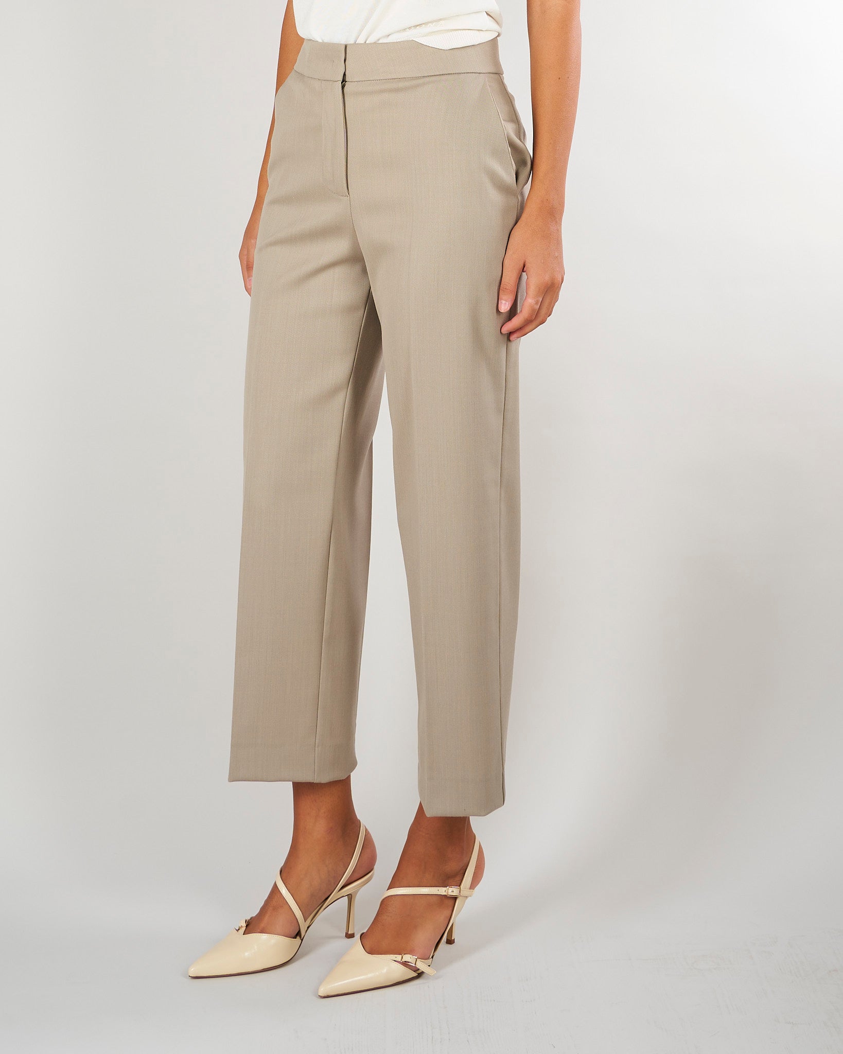 Pantalone Beige dalla linea classica in misto lana M6FL03 765 MEIMEIJ 