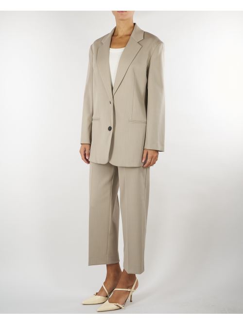 Pantalone Beige dalla linea classica in misto lana M6FL03 765 MEIMEIJ 