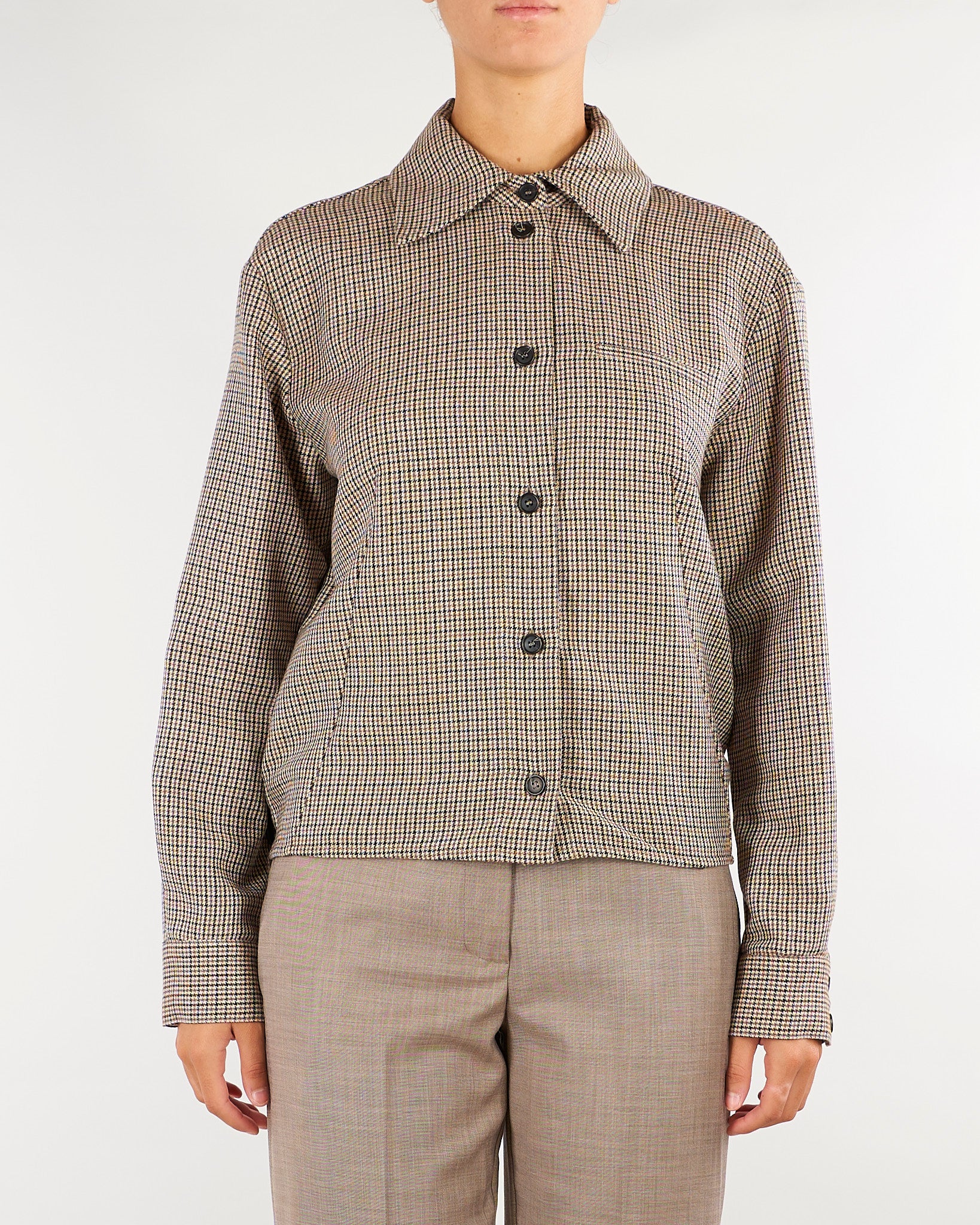 Camicia Beige fantasia pied de poule M6IAC1 P4710 MEIMEIJ 