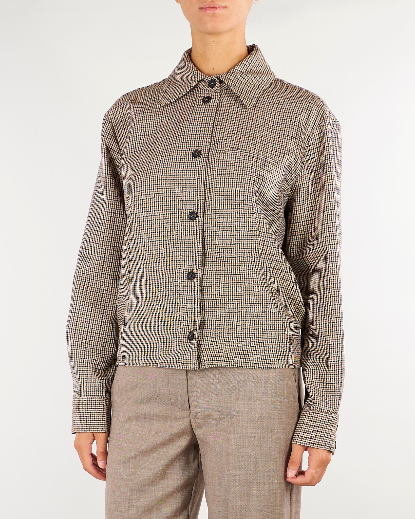 Camicia Beige fantasia pied de poule M6IAC1 P4710 MEIMEIJ 