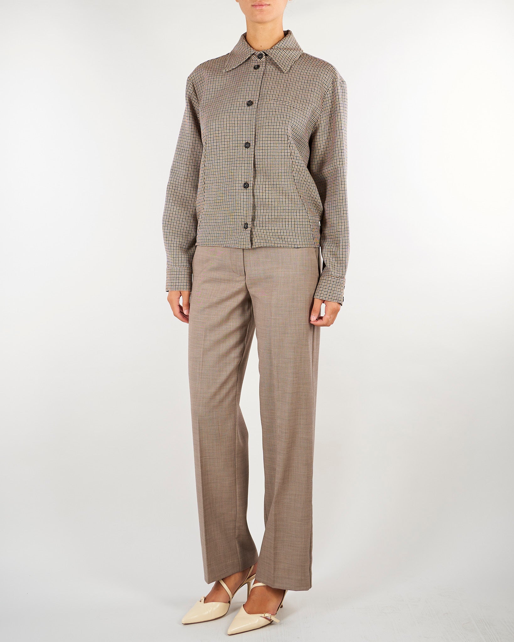 Camicia Beige fantasia pied de poule M6IAC1 P4710 MEIMEIJ 
