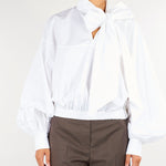 Camicia Bianco in cotone con fiocco M6IAF2 791 MEIMEIJ 