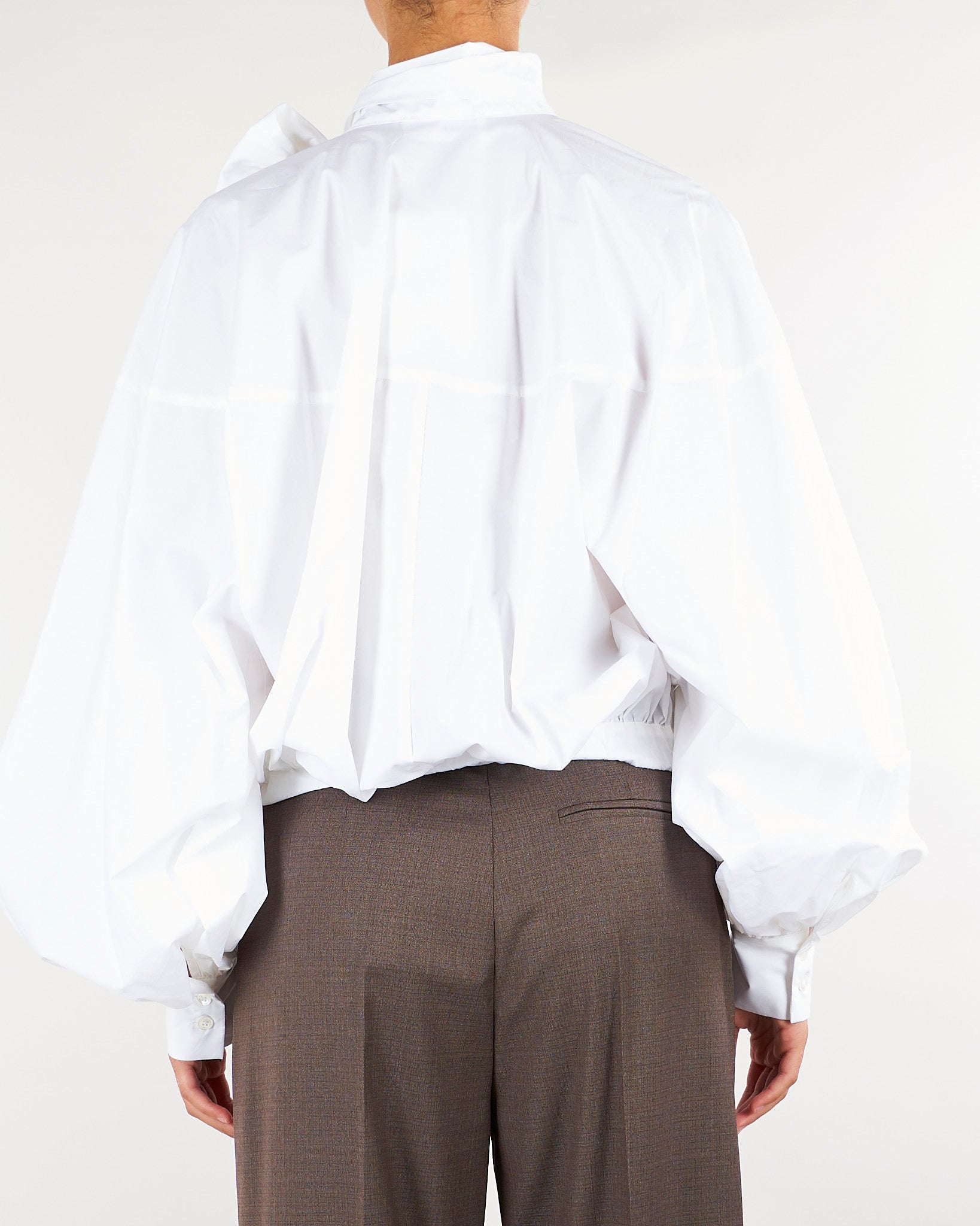 Camicia Bianco in cotone con fiocco M6IAF2 791 MEIMEIJ 