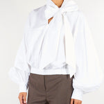 Camicia Bianco in cotone con fiocco M6IAF2 791 MEIMEIJ 