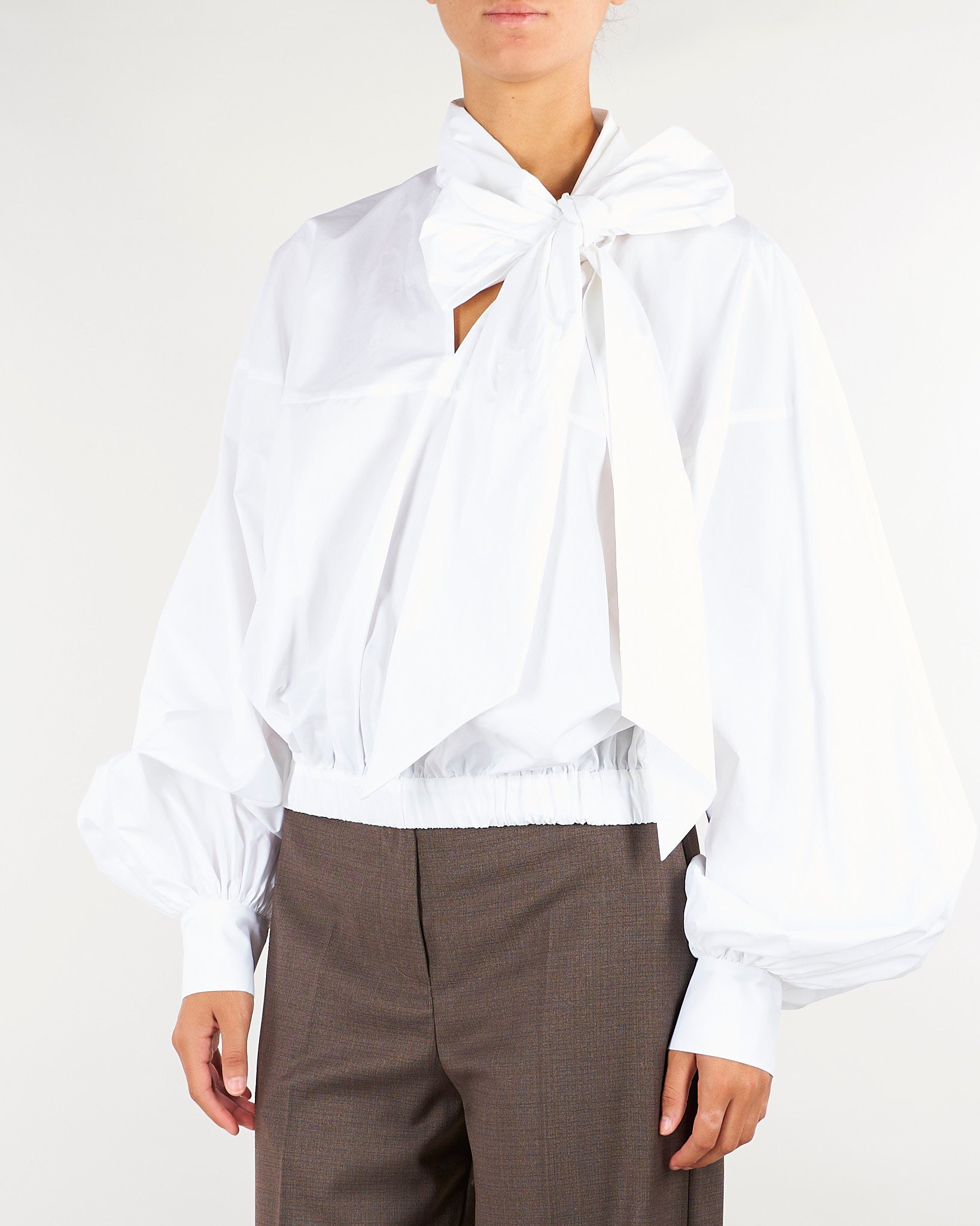 Camicia Bianco in cotone con fiocco M6IAF2 791 MEIMEIJ 