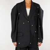 Blazer Nero sartoriale con dettaglio perle M6IAH8 100 MEIMEIJ 