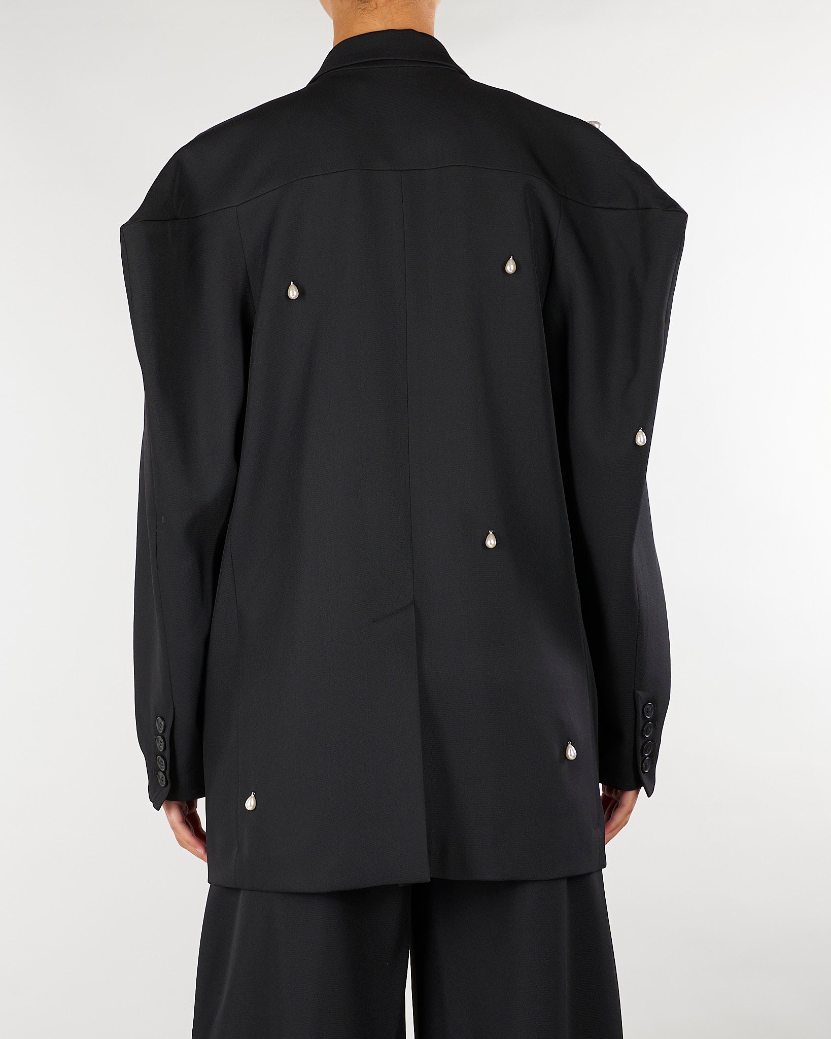 Blazer Nero sartoriale con dettaglio perle M6IAH8 100 MEIMEIJ 