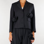 Giacca Nero cropped con dettagli floreali tridimensionali M6IH10 100 MEIMEIJ 