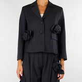 Giacca Nero cropped con dettagli floreali tridimensionali M6IH10 100 MEIMEIJ 
