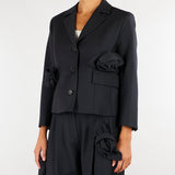 Giacca Nero cropped con dettagli floreali tridimensionali M6IH10 100 MEIMEIJ 