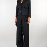 Giacca Nero cropped con dettagli floreali tridimensionali M6IH10 100 MEIMEIJ 