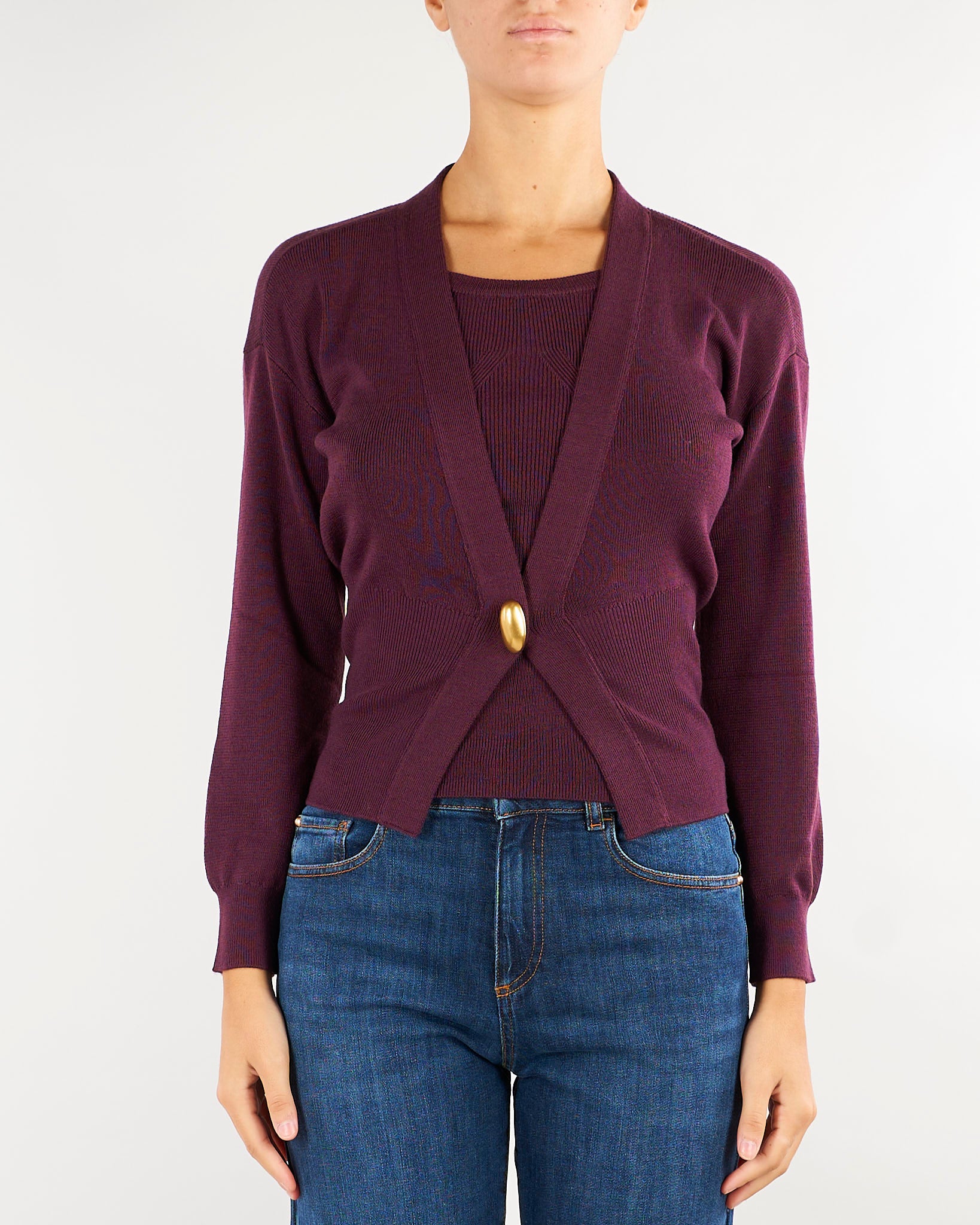 Cardigan Cast Bordeaux con bottone gold CAST 565 NENETTE 
