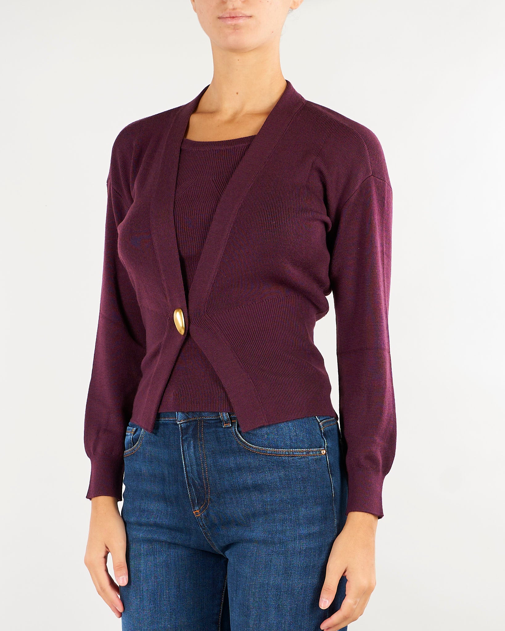 Cardigan Cast Bordeaux con bottone gold CAST 565 NENETTE 