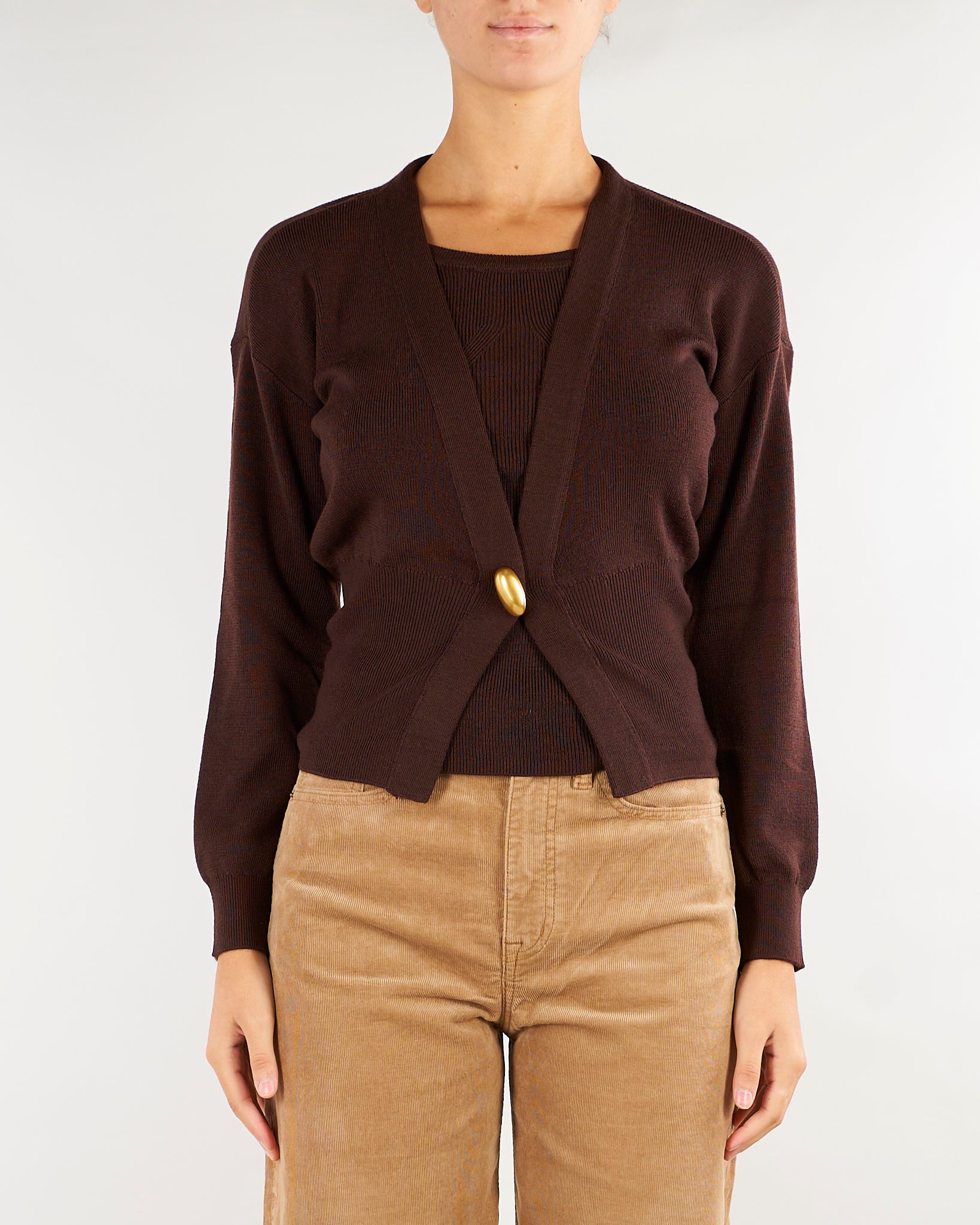 Cardigan Cast Cacao con bottone gold CAST 604 NENETTE 