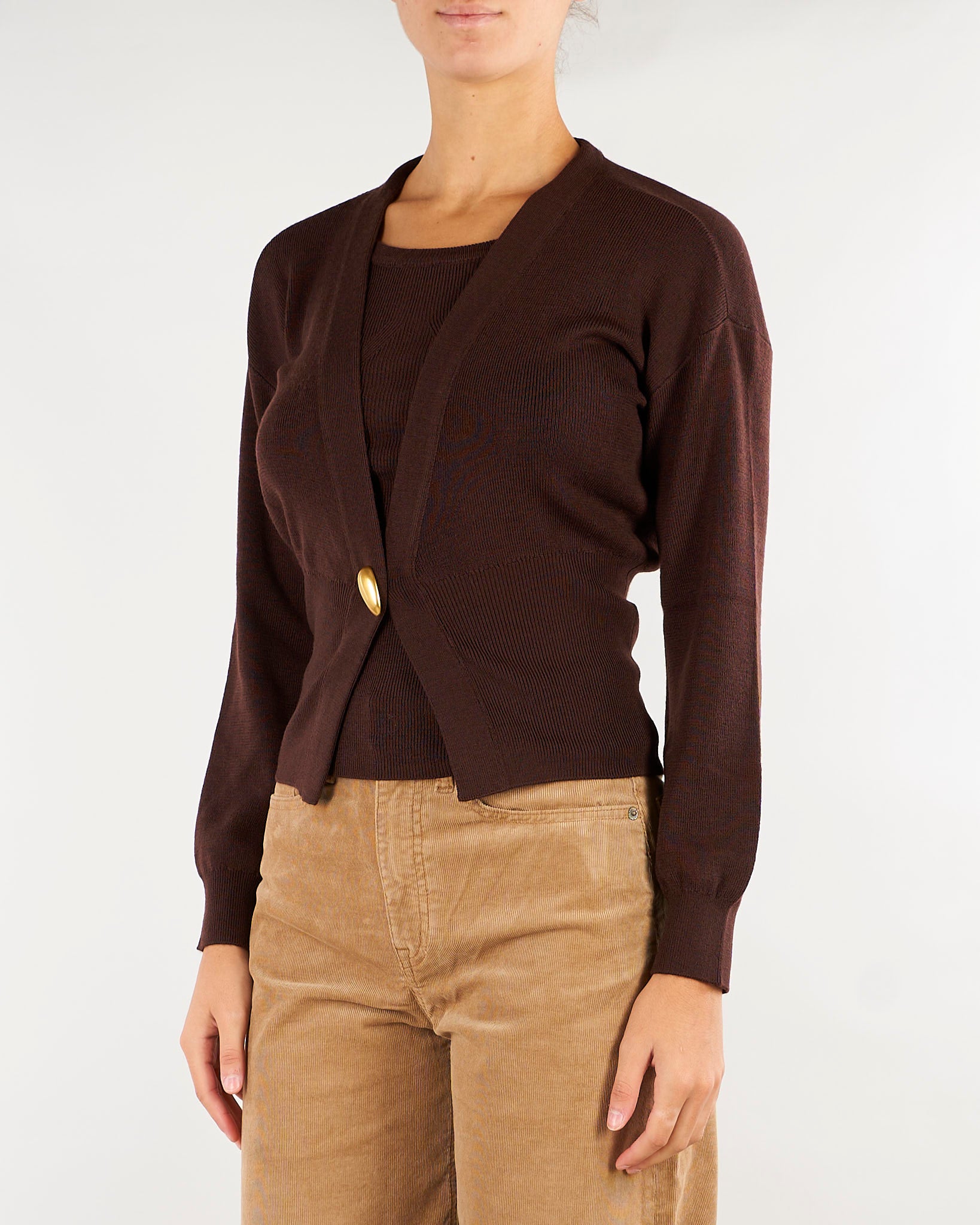 Cardigan Cast Cacao con bottone gold CAST 604 NENETTE 