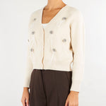 Cardigan Cat Panna con piume CAT 1636 NENETTE 