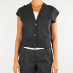 Cardigan Cody Antracite con inserti in tessuto CODY 703 NENETTE 