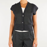 Cardigan Cody Antracite con inserti in tessuto CODY 703 NENETTE 