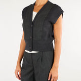 Cardigan Cody Antracite con inserti in tessuto CODY 703 NENETTE 