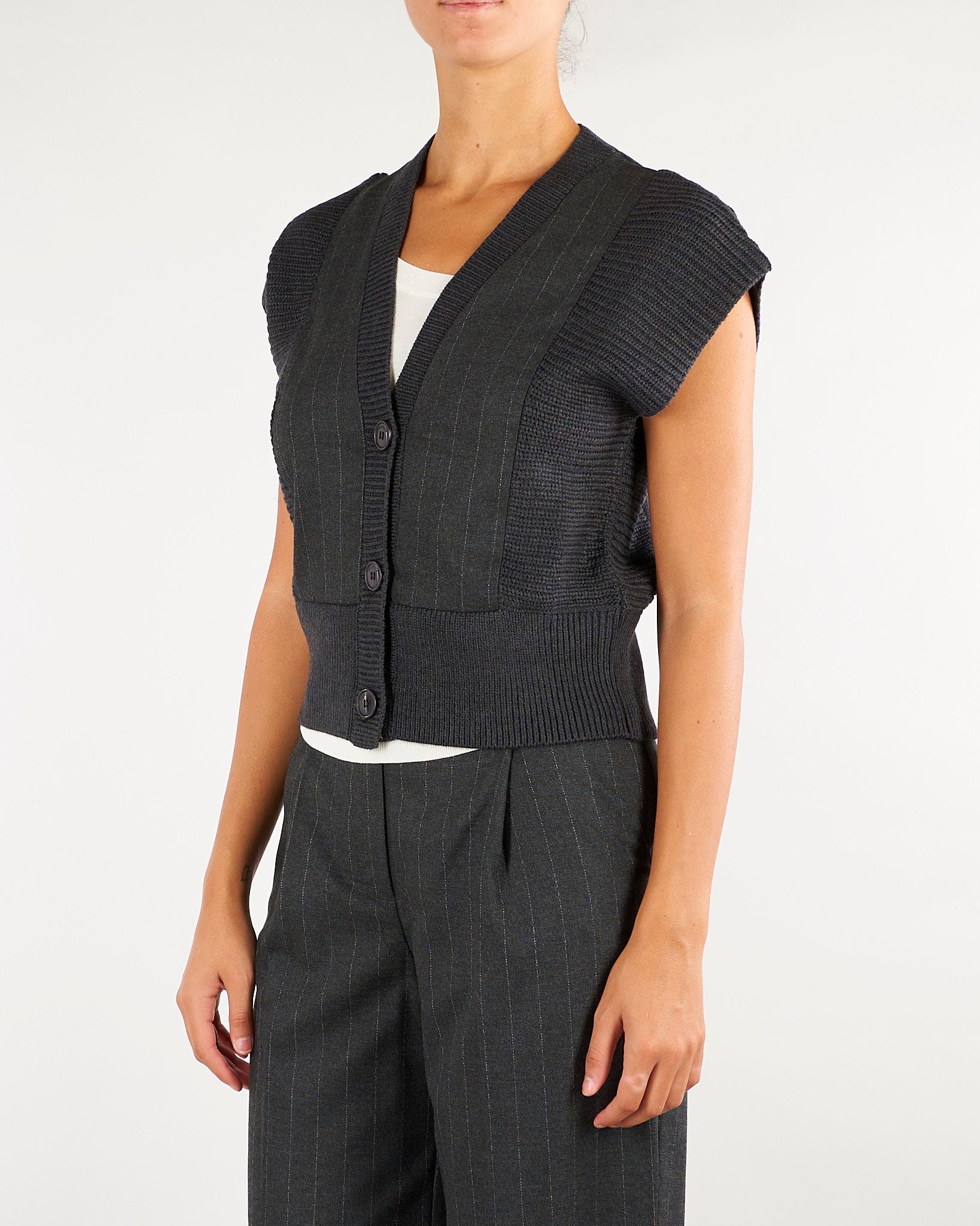 Cardigan Cody Antracite con inserti in tessuto CODY 703 NENETTE 