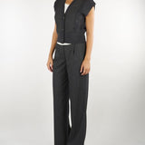 Cardigan Cody Antracite con inserti in tessuto CODY 703 NENETTE 