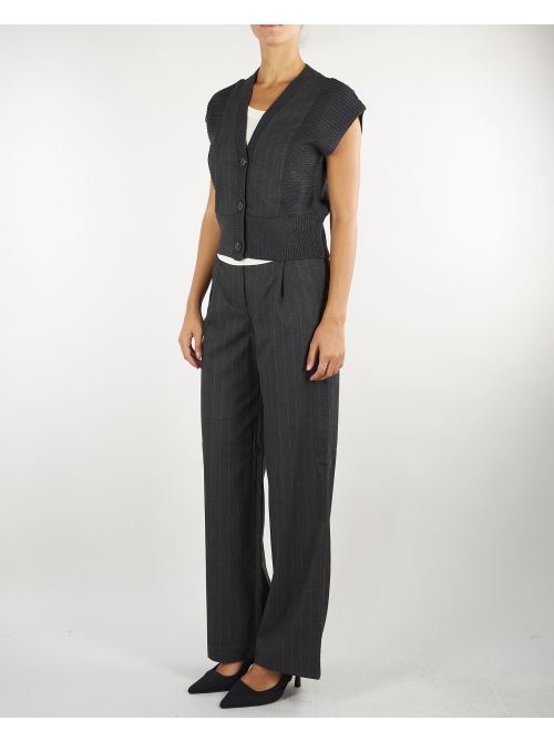 Cardigan Cody Antracite con inserti in tessuto CODY 703 NENETTE 