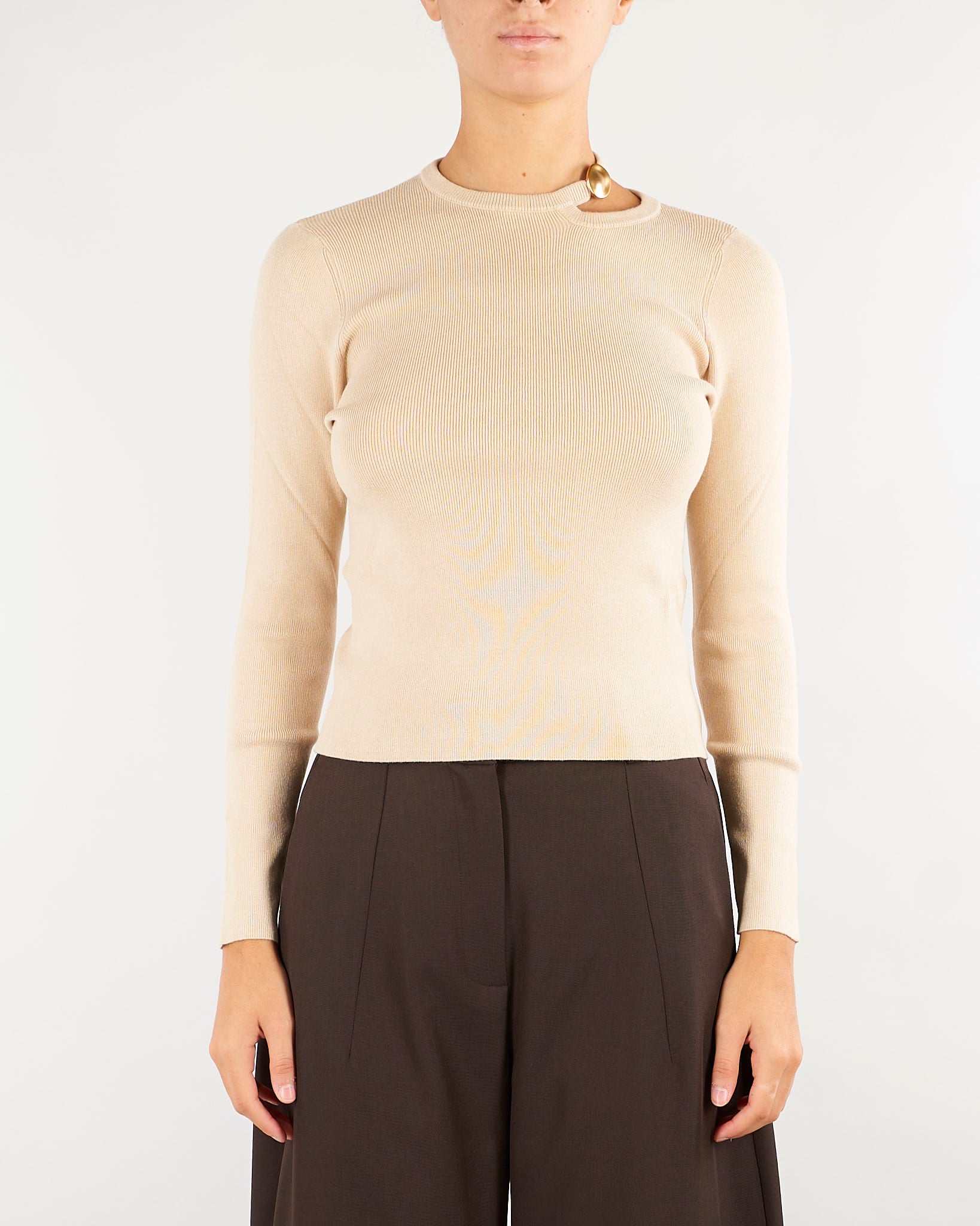 Maglia Meina Naturale con accessorio gold MEINA 1636 NENETTE 
