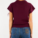 Gilet Bordeaux in maglia con frange MENTA 565 NENETTE 