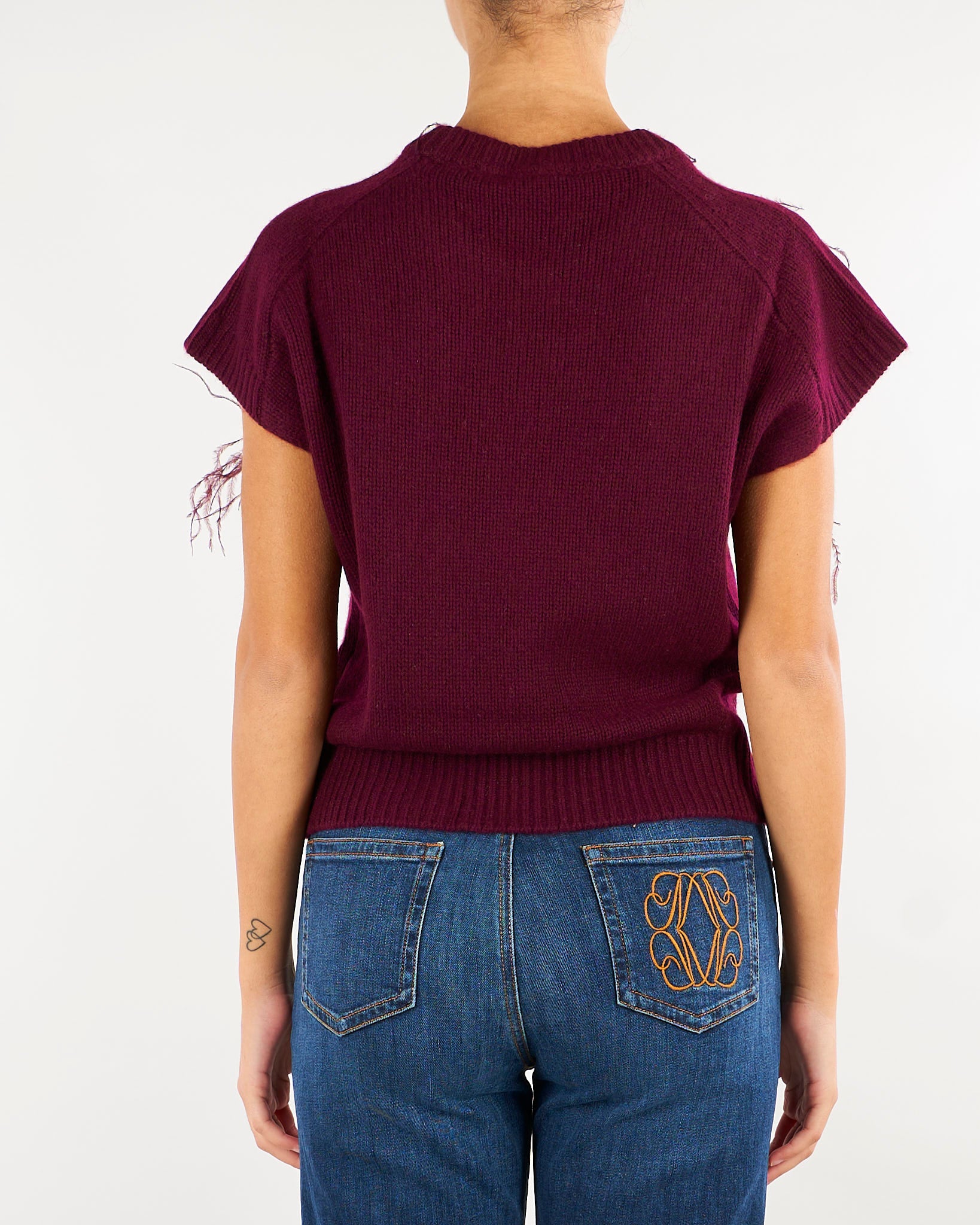 Gilet Bordeaux in maglia con frange MENTA 565 NENETTE 