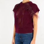 Gilet Bordeaux in maglia con frange MENTA 565 NENETTE 