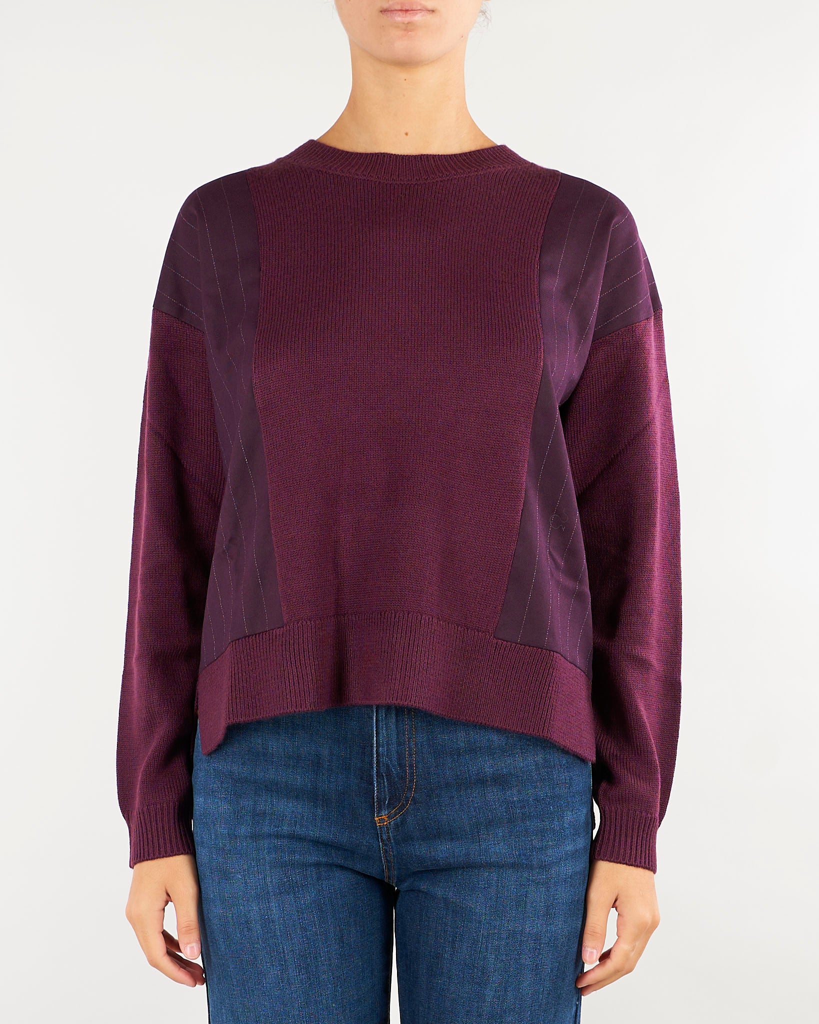 Maglia Michel Bordeaux con inserti in tessuto MICHEL 565 NENETTE 