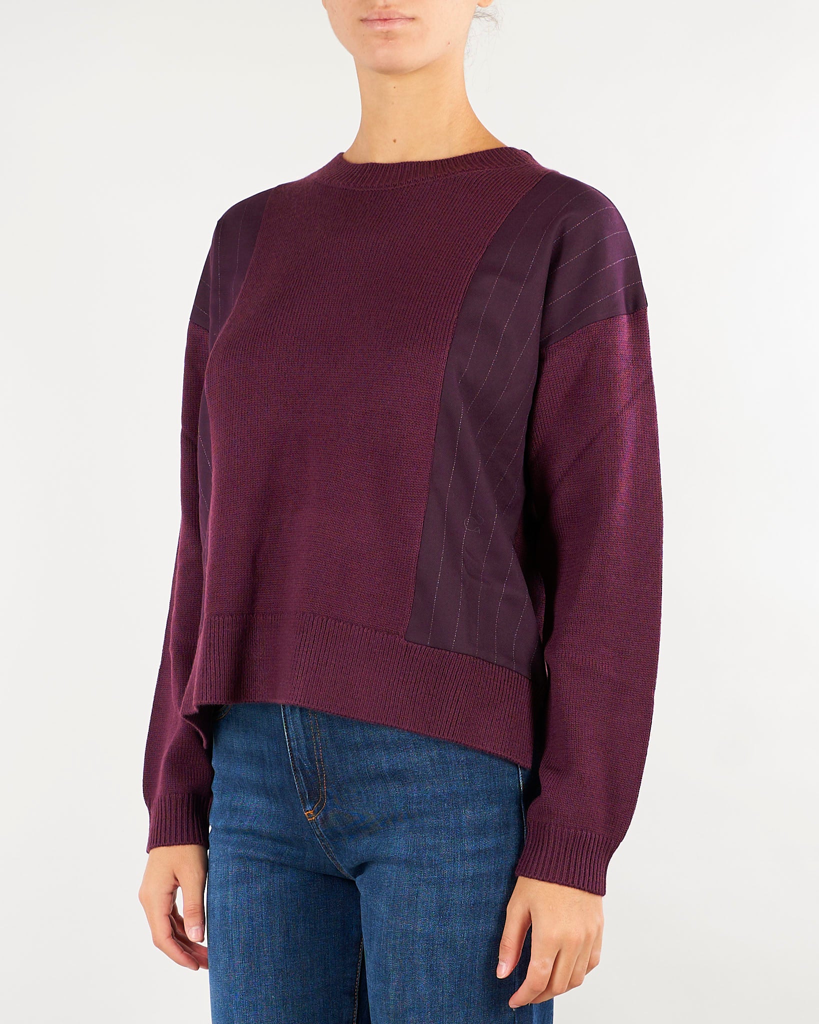 Maglia Michel Bordeaux con inserti in tessuto MICHEL 565 NENETTE 