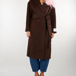 Cappotto Vaprio Cacao con spilla con piume VAPRIO 604 NENETTE 