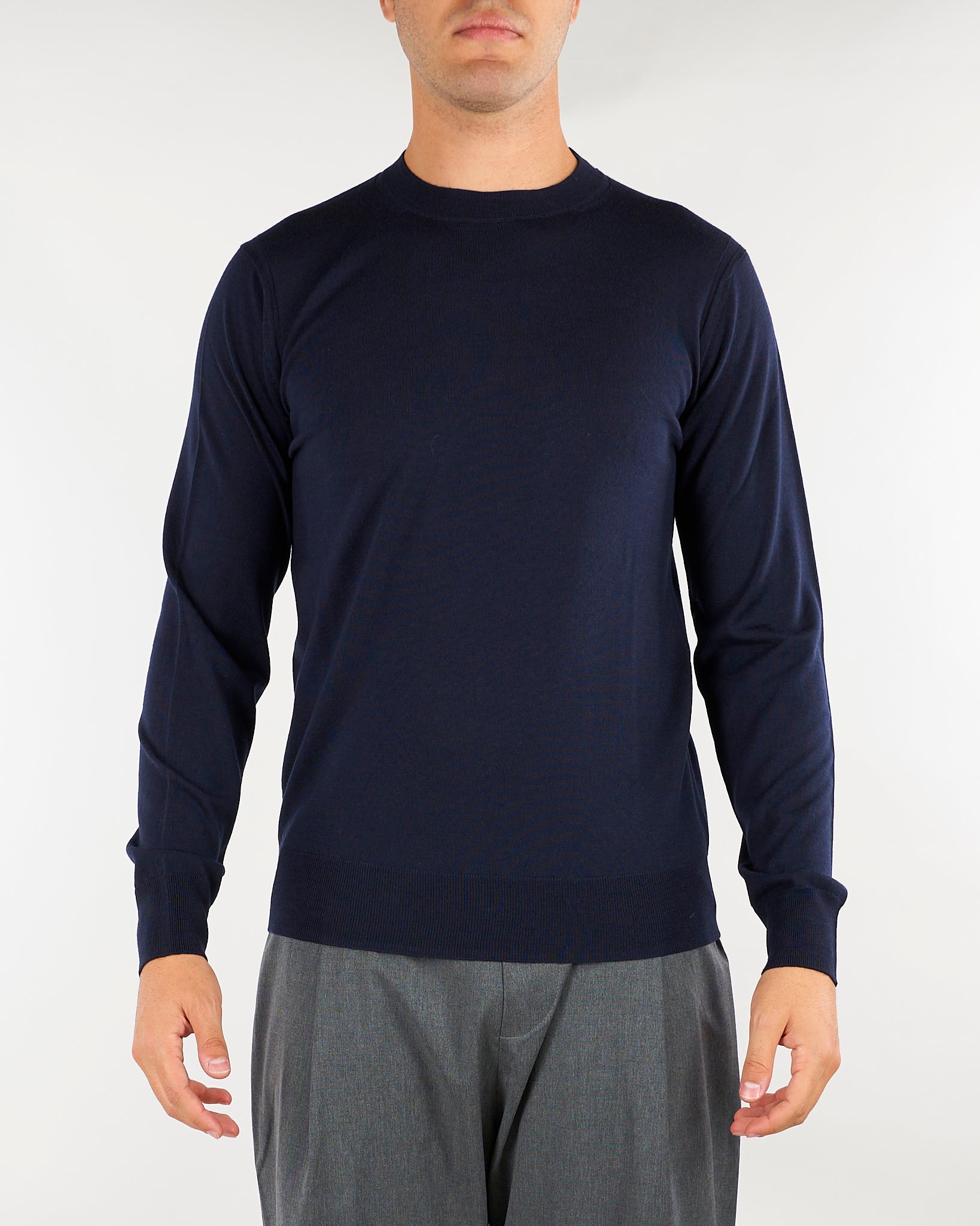 Maglia Blu in pura lana merinos extrafine A001F001 6462 PAOLO PECORA 